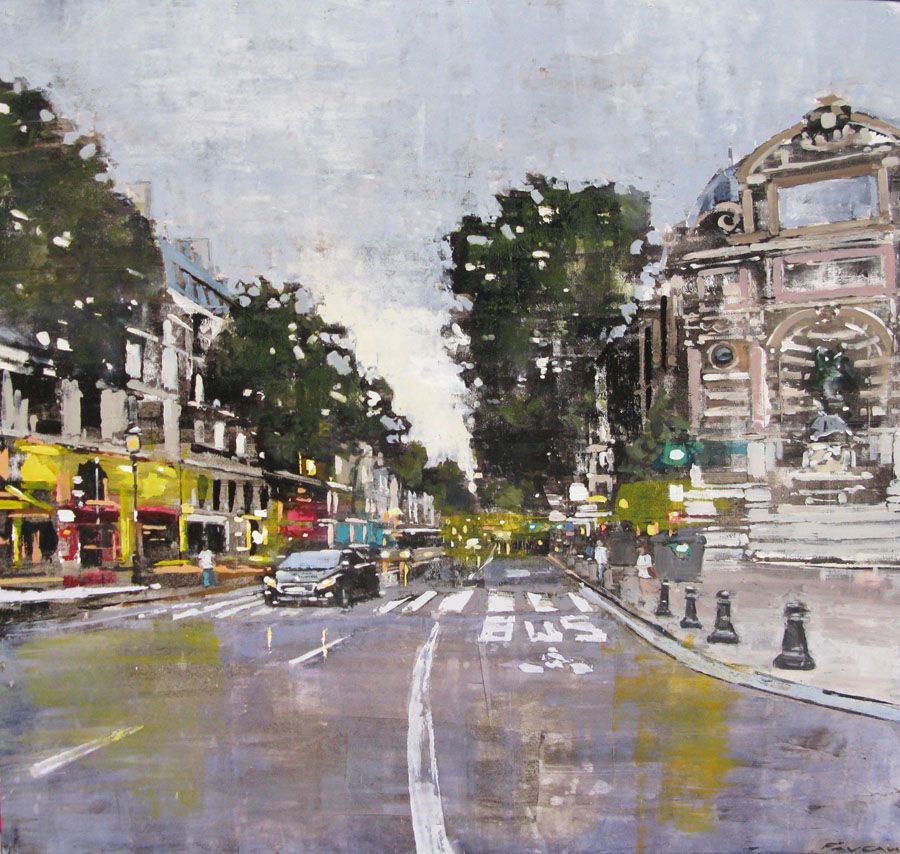 Tableau de ADRIEN FAVEAU a pour titre  FONTAINE ST MICHEL style figuratif dim : ADRIEN FAVEAUprix:2500