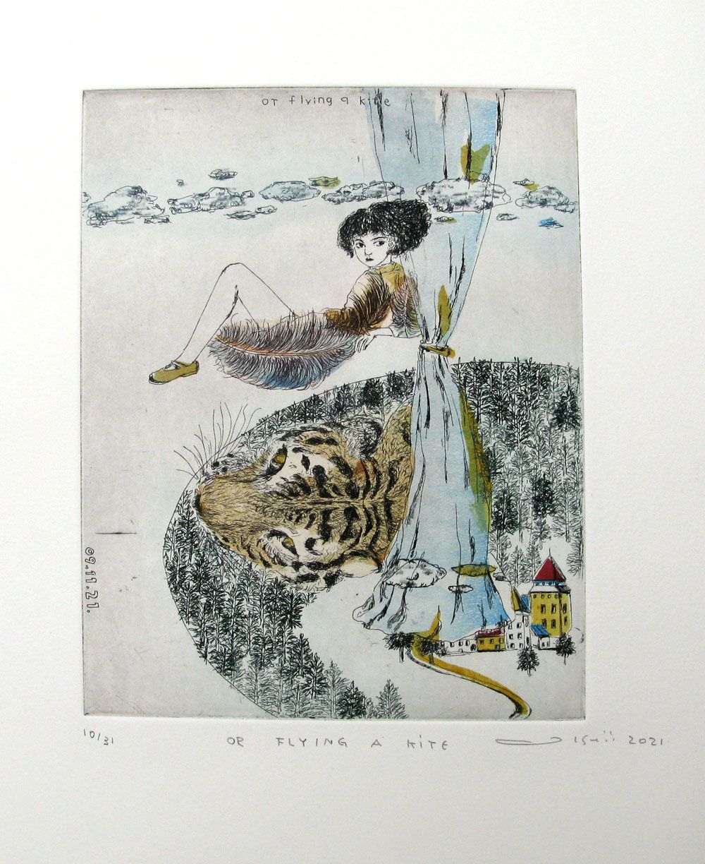 Editions d'art de ATSUKO ISHII a pour titre  OR FLYING A KITE style figuratif dim : ATSUKO ISHIIprix:130