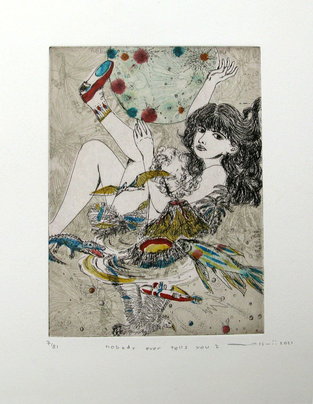 Dessin de ATSUKO ISHII a pour titre  NOBODY EVER TELLS YOU II style figuratif dim : ATSUKO ISHIIprix:130