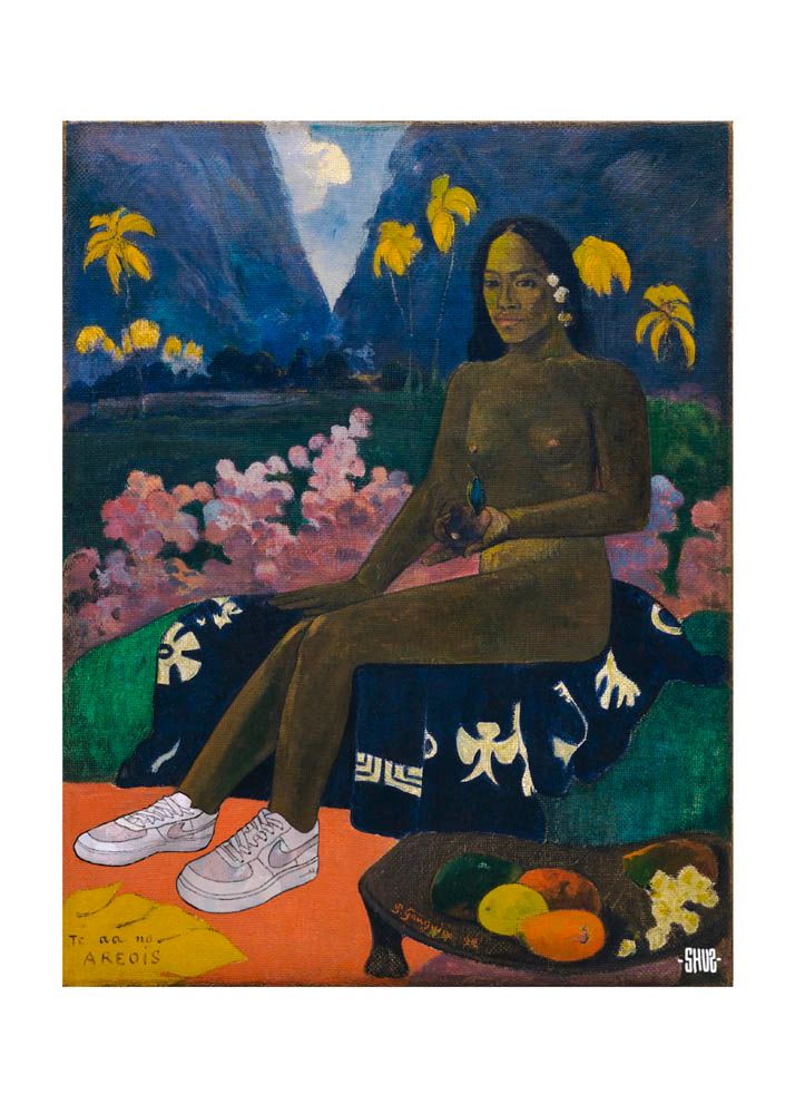 Editions d'art de SHUZ a pour titre  Air Force 1 Gauguin style figuratif dim : SHUZprix:40