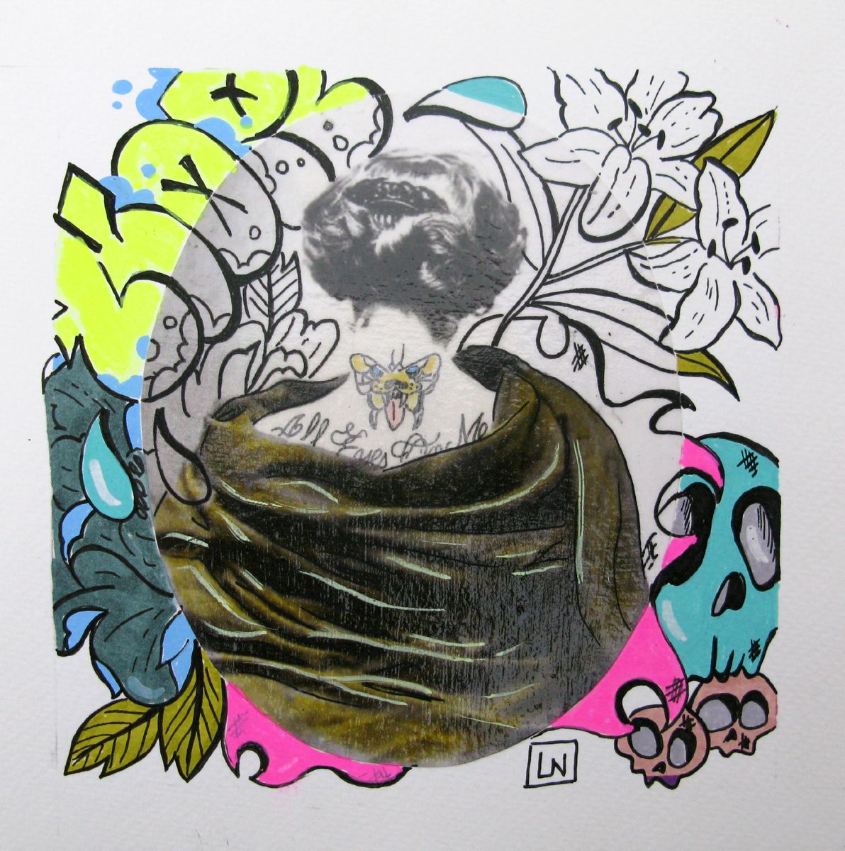 Dessin de LN LE PAPE a pour titre  All eyes on my back style graphique dim : LN LE PAPEprix:60