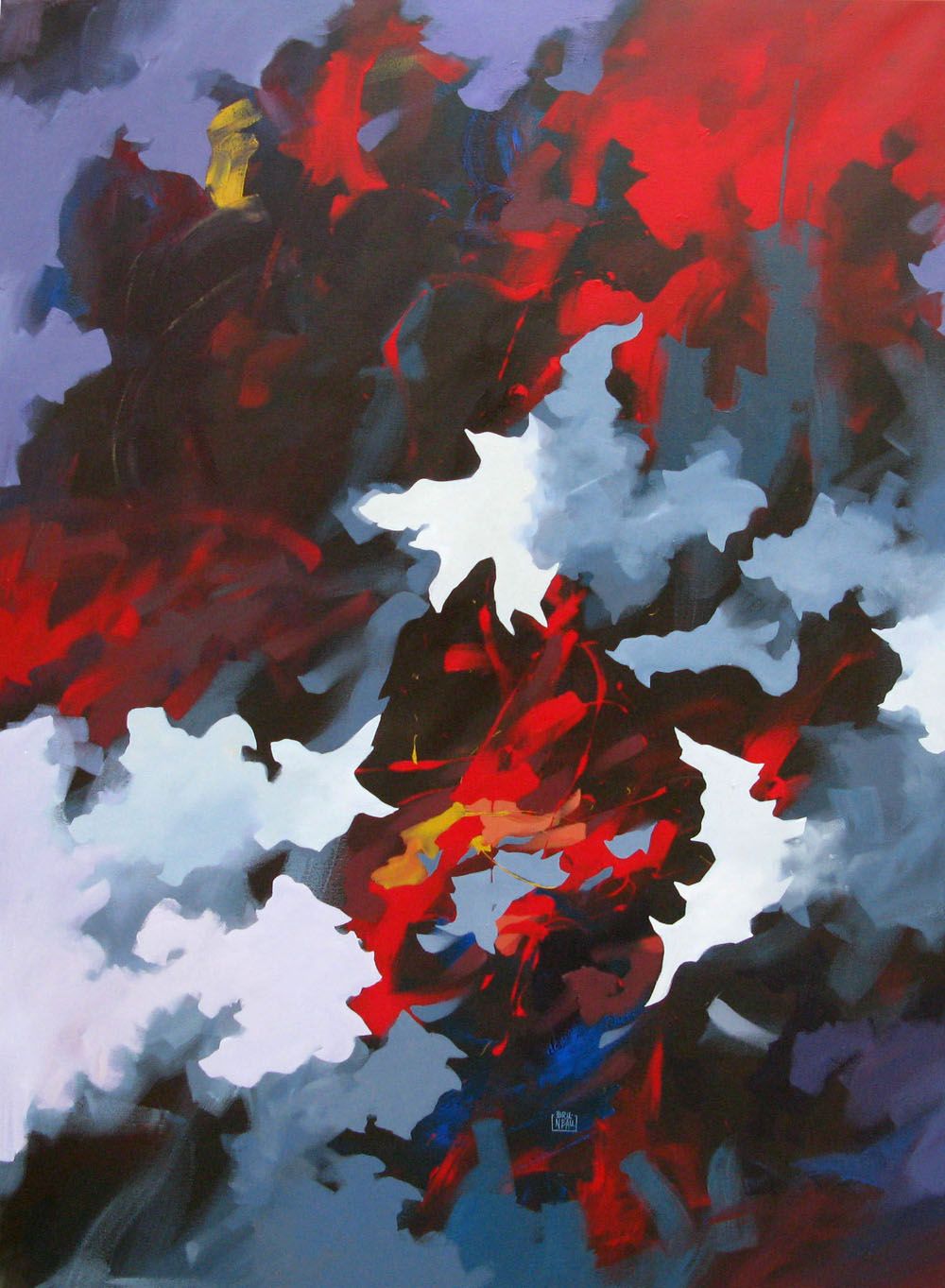Tableau de BRUNEAU a pour titre  LA BESTE style abstrait dim : BRUNEAUprix: