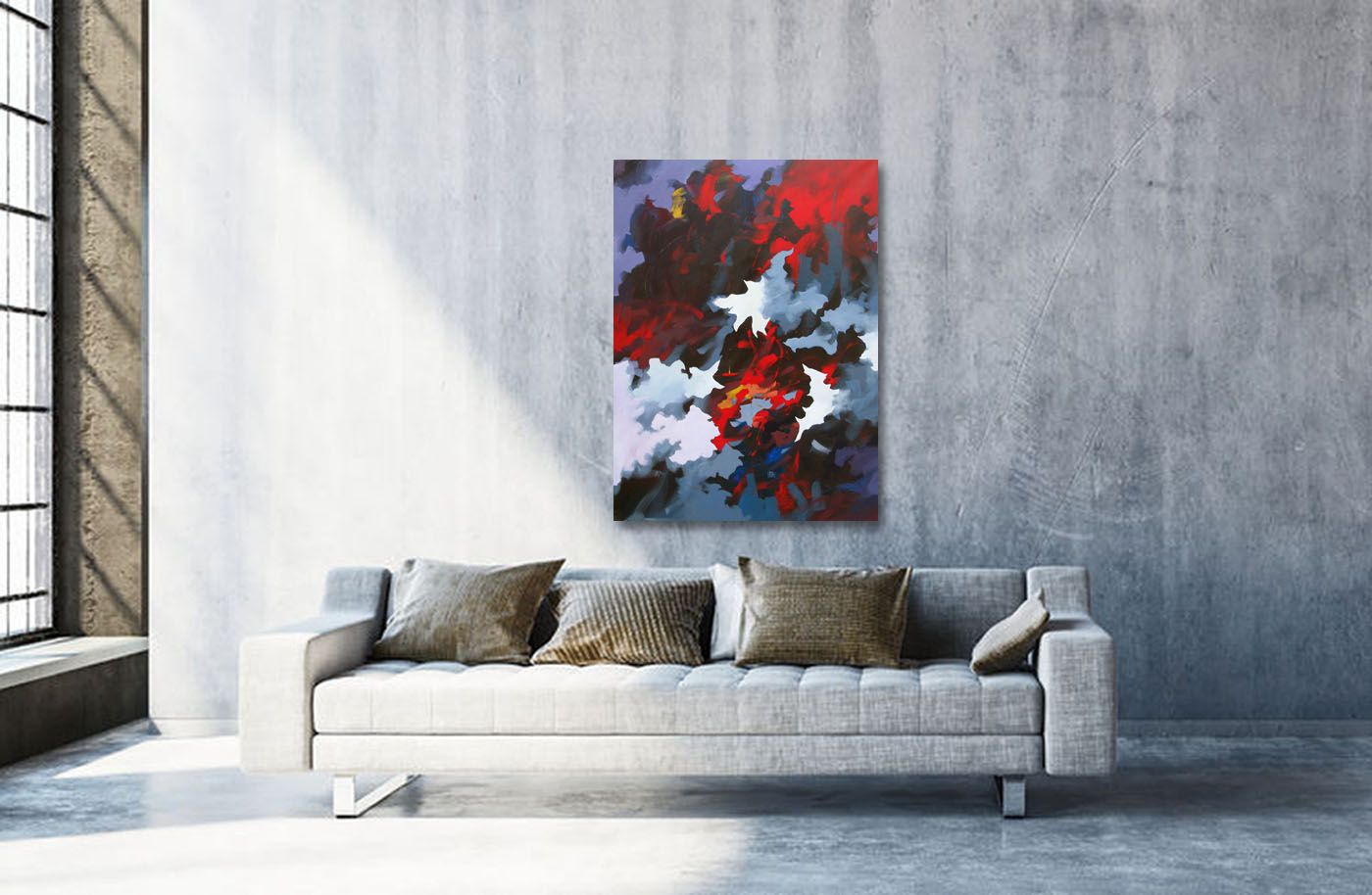 Tableau de BRUNEAU a pour titre  LA BESTE style abstrait dim : BRUNEAUprix: