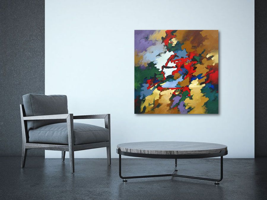 Tableau de BRUNEAU a pour titre  PEINTURE ABSTRAITE 77 style abstrait dim : BRUNEAUprix: