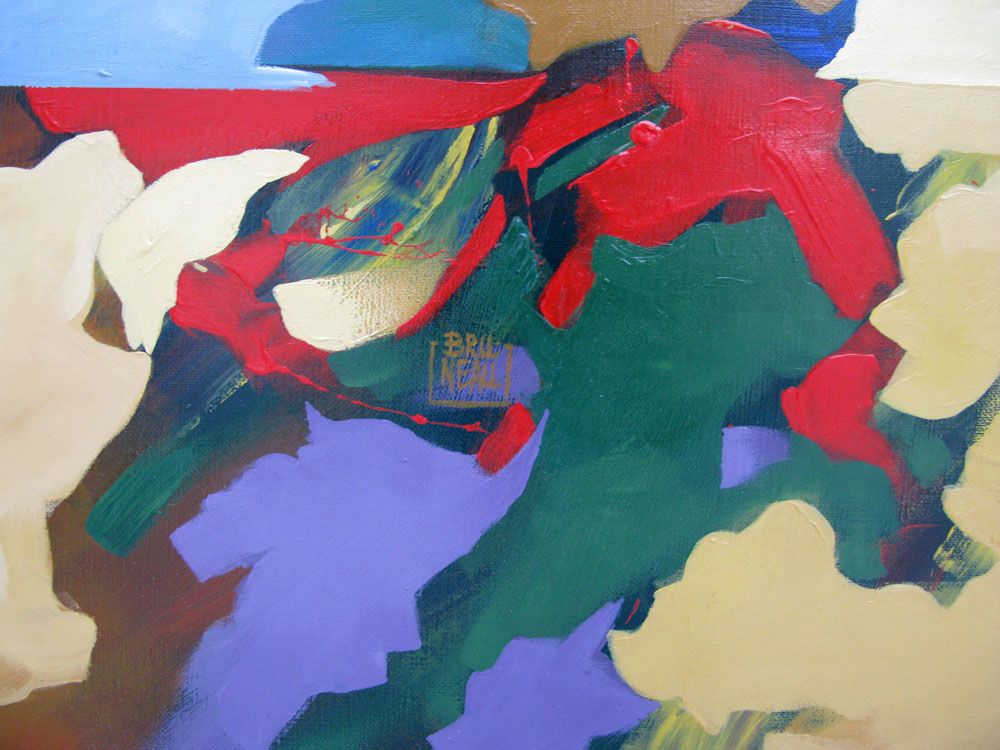 Tableau de BRUNEAU a pour titre  PEINTURE ABSTRAITE 77 style abstrait dim : BRUNEAUprix: