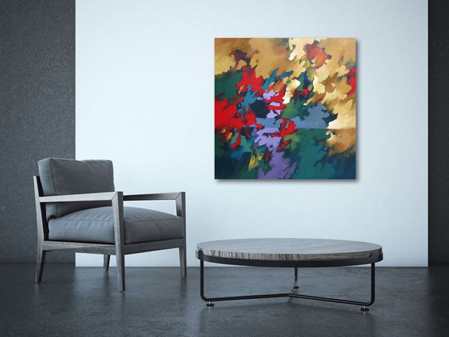 Tableau de BRUNEAU a pour titre  PEINTURE ABSTRAITE 79 style abstrait dim : BRUNEAUprix: