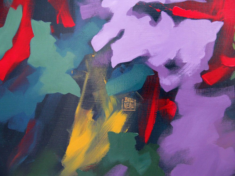Tableau de BRUNEAU a pour titre  PEINTURE ABSTRAITE 79 style abstrait dim : BRUNEAUprix: