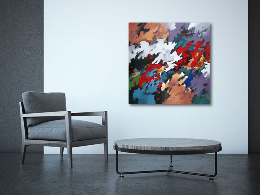 Tableau de BRUNEAU a pour titre  PEINTURE ABSTRAITE 81 style abstrait dim : BRUNEAUprix: