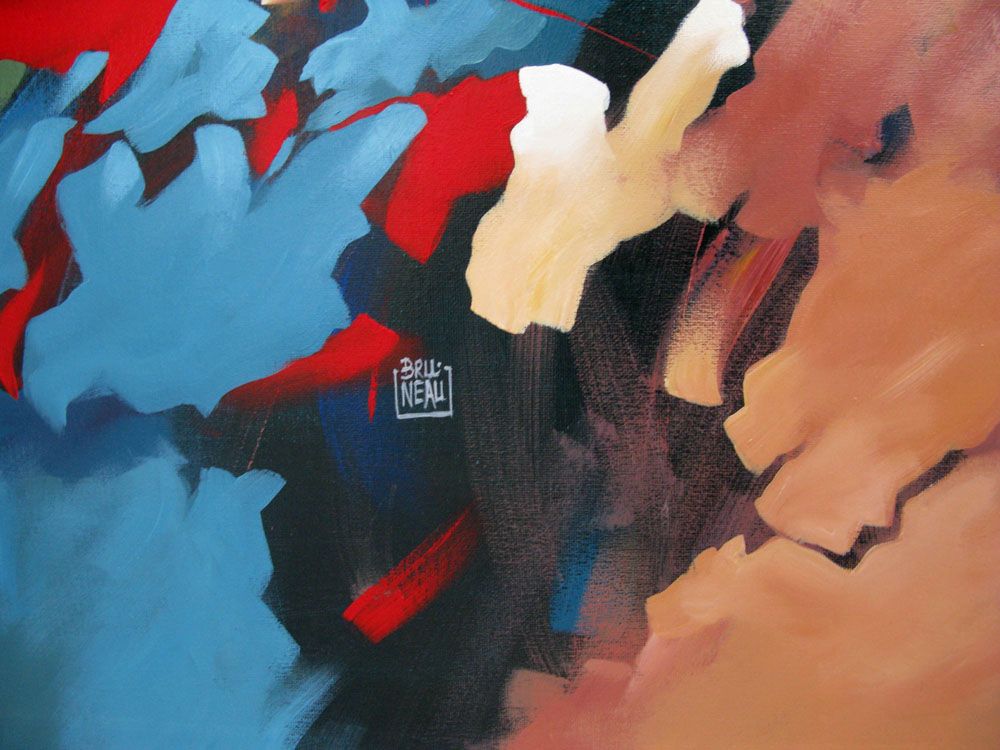 Tableau de BRUNEAU a pour titre  PEINTURE ABSTRAITE 81 style abstrait dim : BRUNEAUprix: