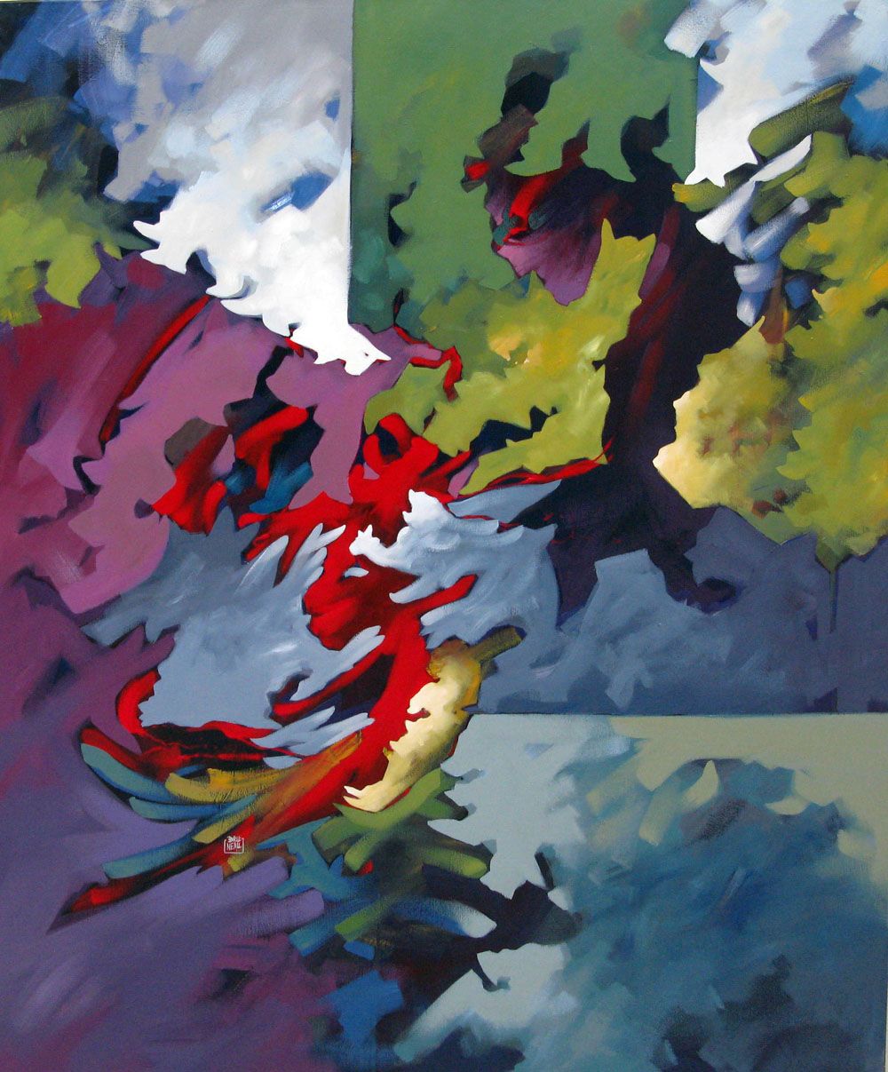 Tableau de BRUNEAU a pour titre  PEINTURE ABSTRAITE 43 style abstrait dim : BRUNEAUprix: