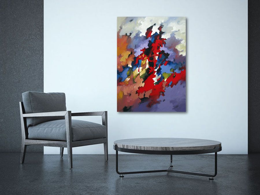 Tableau de BRUNEAU a pour titre  PEINTURE ABSTRAITE 56 style abstrait dim : BRUNEAUprix:
