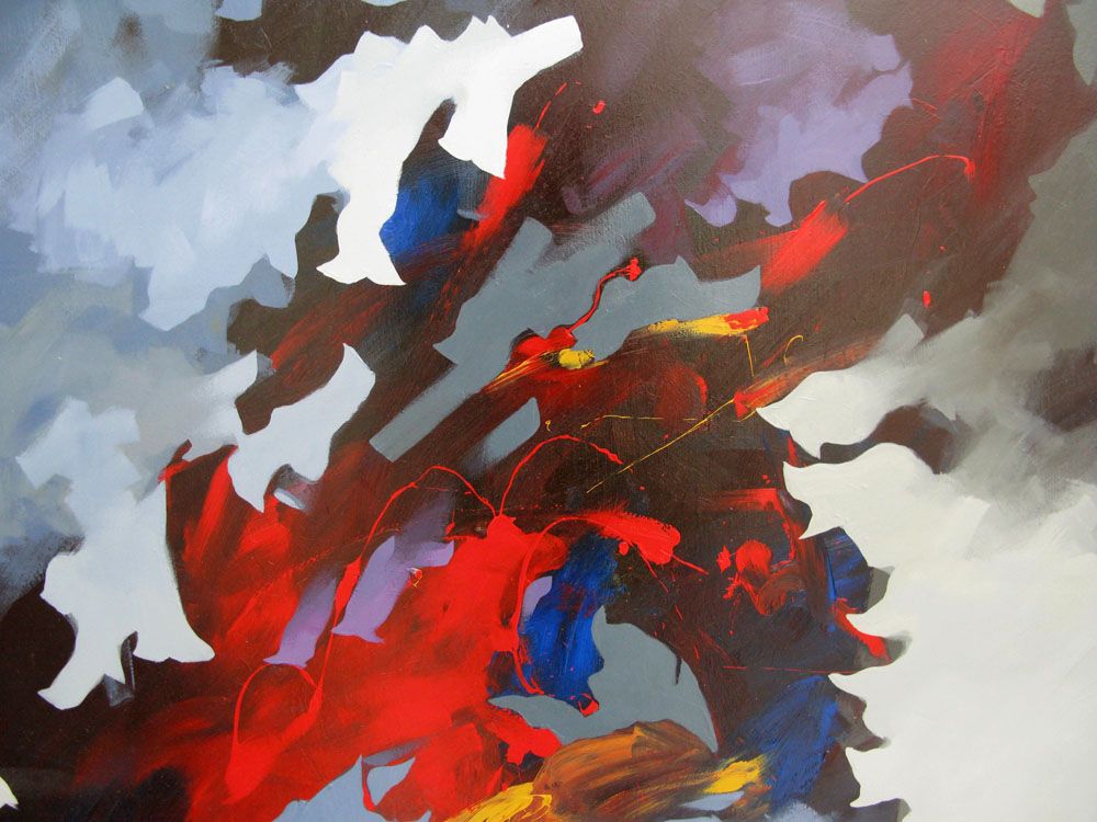 Tableau de BRUNEAU a pour titre  LE CHATEAU DANS LE CIEL style abstrait dim : BRUNEAUprix: