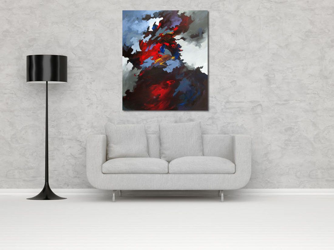 Tableau de BRUNEAU a pour titre  LE CHATEAU DANS LE CIEL style abstrait dim : BRUNEAUprix: