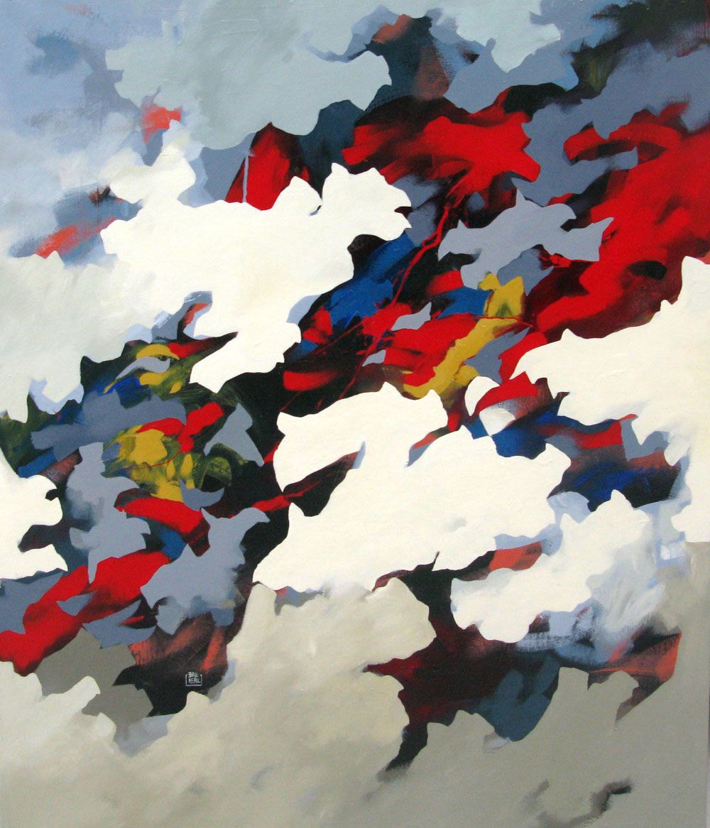 Tableau de BRUNEAU a pour titre  CHRONIQUES DE L'OISEAU style abstrait dim : BRUNEAUprix:
