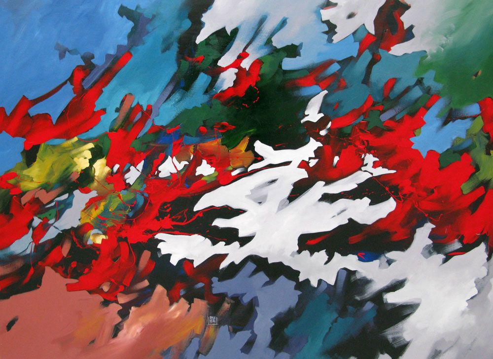 Tableau de BRUNEAU a pour titre  PEINTURE ABSTRAITE 55 style abstrait dim : BRUNEAUprix:1000