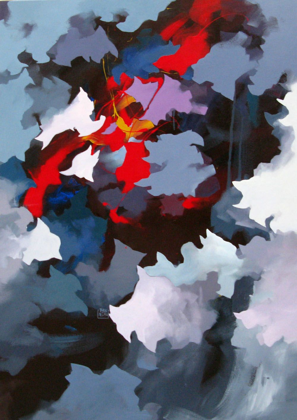 Tableau de BRUNEAU a pour titre  PEINTURE ABSTRAITE 88 style abstrait dim : BRUNEAUprix: