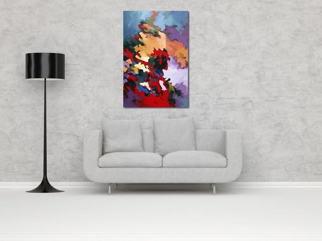 Tableau de BRUNEAU a pour titre  LE CHEVAL D'ORGUEIL style abstrait dim : BRUNEAUprix:850