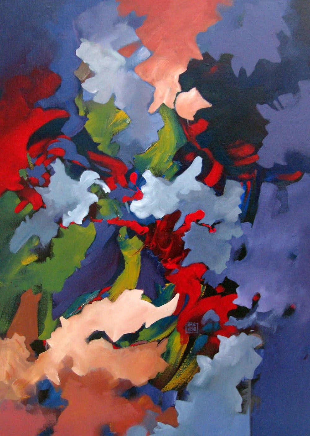 Tableau de BRUNEAU a pour titre  PEINTURE ABSTRAITE 36 style abstrait dim : BRUNEAUprix: