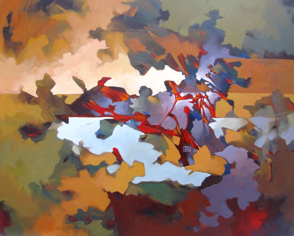 Tableau de BRUNEAU a pour titre  PEINTURE ABSTRAITE 13 style abstrait dim : BRUNEAUprix: