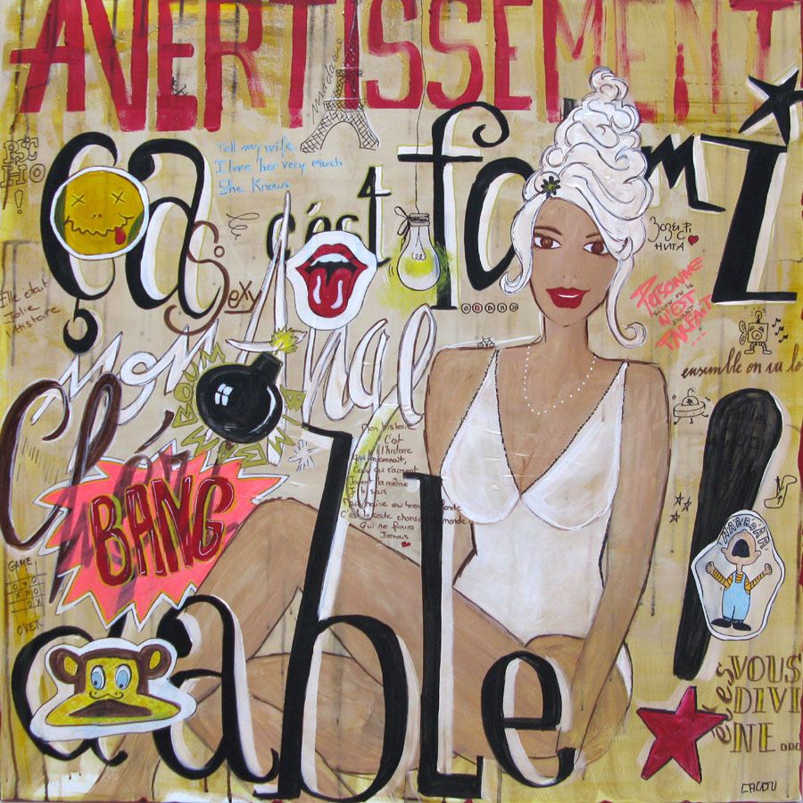 Tableau de CACOU a pour titre  ÇA C'EST FORMIDABLE style figuratif dim : CACOUprix: