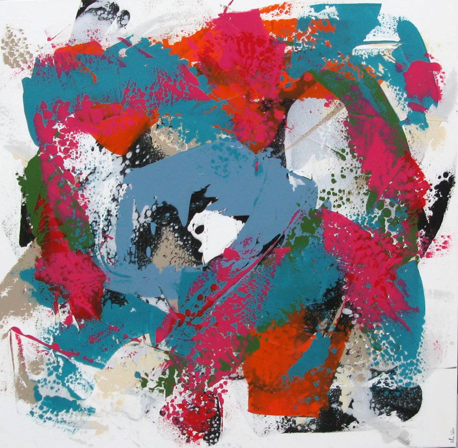 Tableau de CELINE WEBER a pour titre  CAMELLIAS style abstrait dim : CELINE WEBERprix: