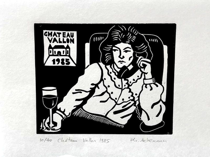 Editions d'art de PHILIPPE ACHERMANN a pour titre  CHATEAU VALLON 1985 style figuratif dim : PHILIPPE ACHERMANNprix:40