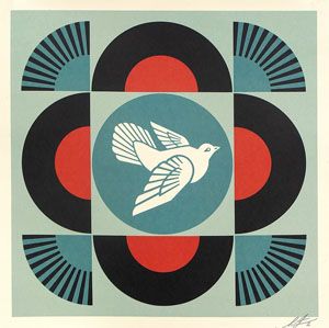 Editions d'art de OBEY : SHEPARD FAIREY  a pour titre  COLOMBE GÉOMÉTRIQUE -BLACK style street pop art dim : OBEY : SHEPARD FAIREY prix:80