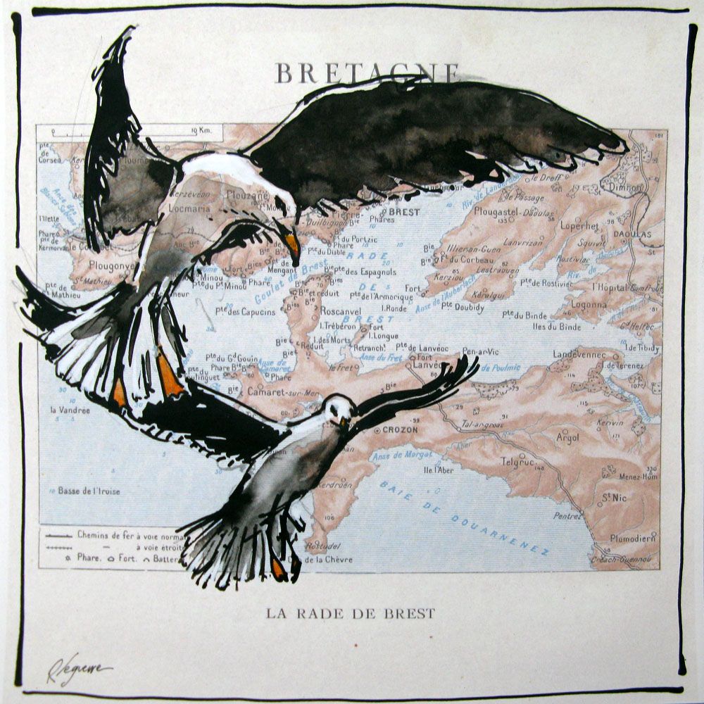 Dessin de CYRIL REGUERRE a pour titre  LA RADE DE BREST style figuratif dim : CYRIL REGUERREprix: