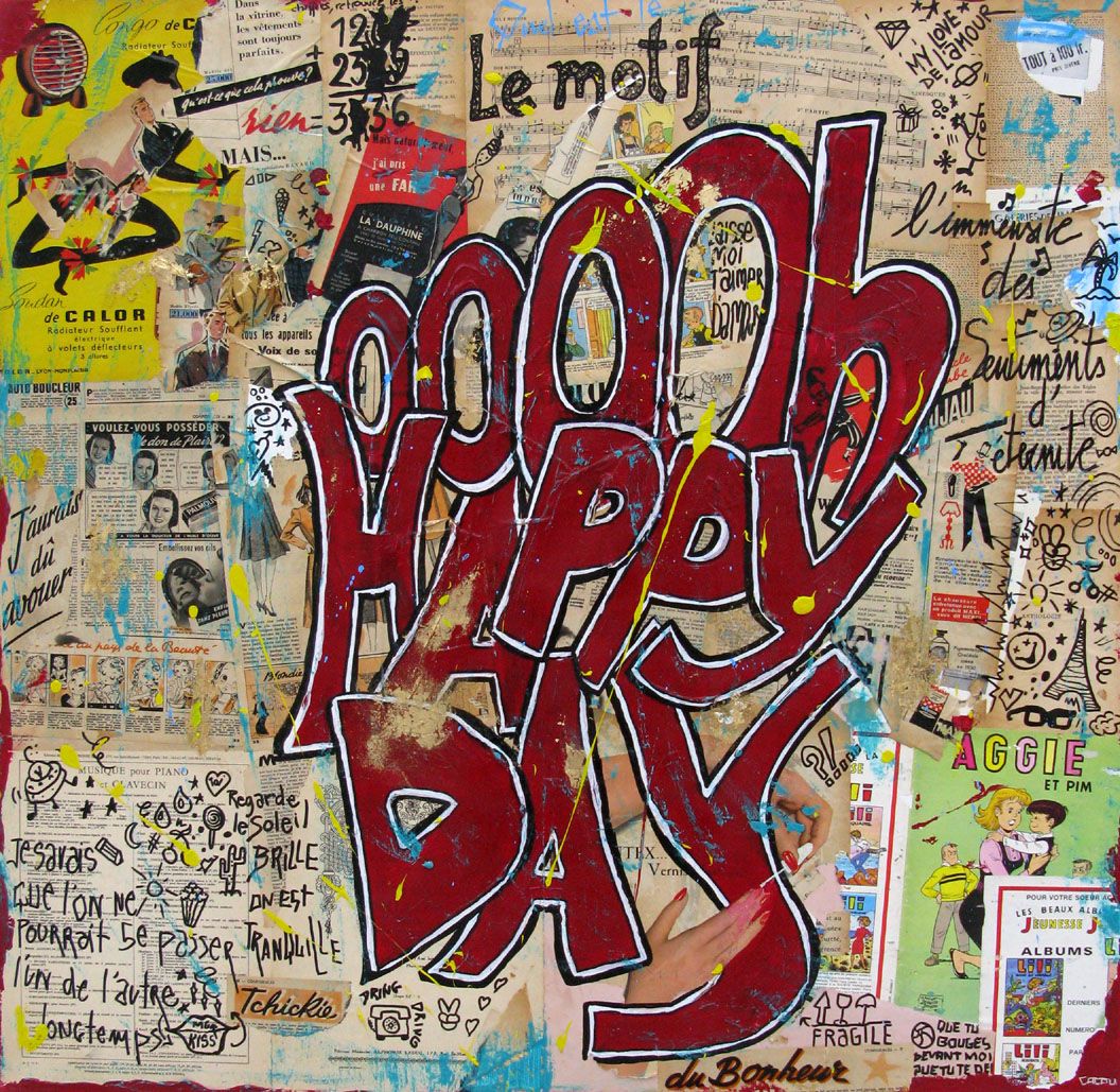 Tableau de CACOU a pour titre  Oooh happy day style graphique dim : CACOUprix:850