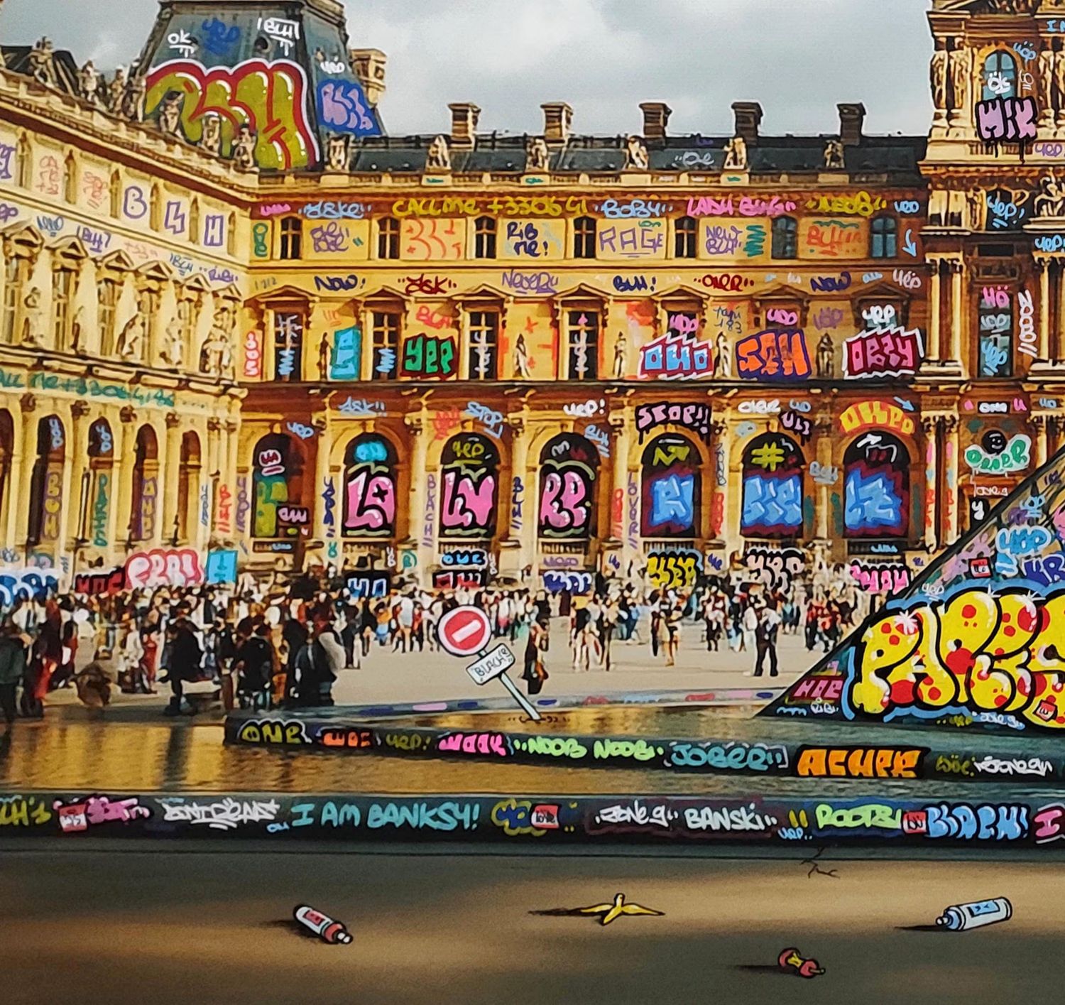 Editions d'art de BLACH a pour titre  Cambriolage et Coloriage au Louvre style graffiti, street art dim : BLACHprix:160