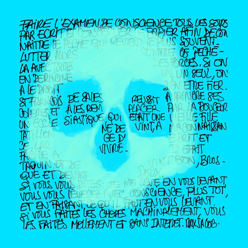 Editions d'art de FREDERIQUE BERTIN a pour titre  Crâne bleu style figuratif dim : FREDERIQUE BERTINprix:30