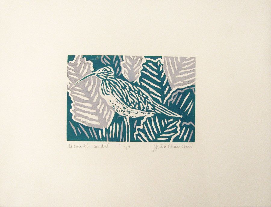 Editions d'art de JULIA CHAUSSON a pour titre  LE COURLIS CENDRÉ style figuratif dim : JULIA CHAUSSONprix: