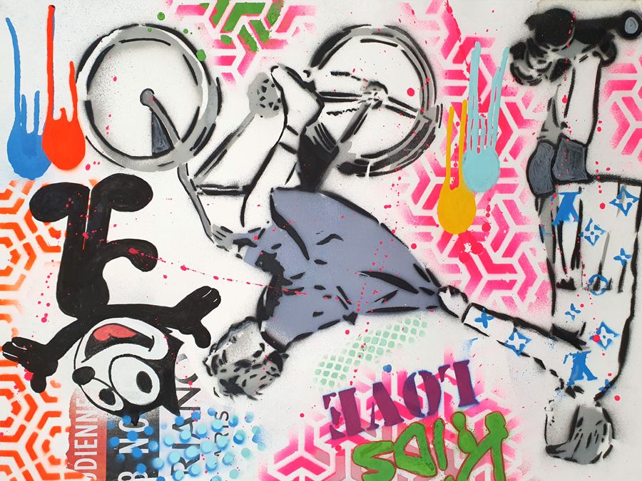 Editions d'art de SARA CHELOU a pour titre  KIDS LOVE style street pop art, street art dim : SARA CHELOUprix:70