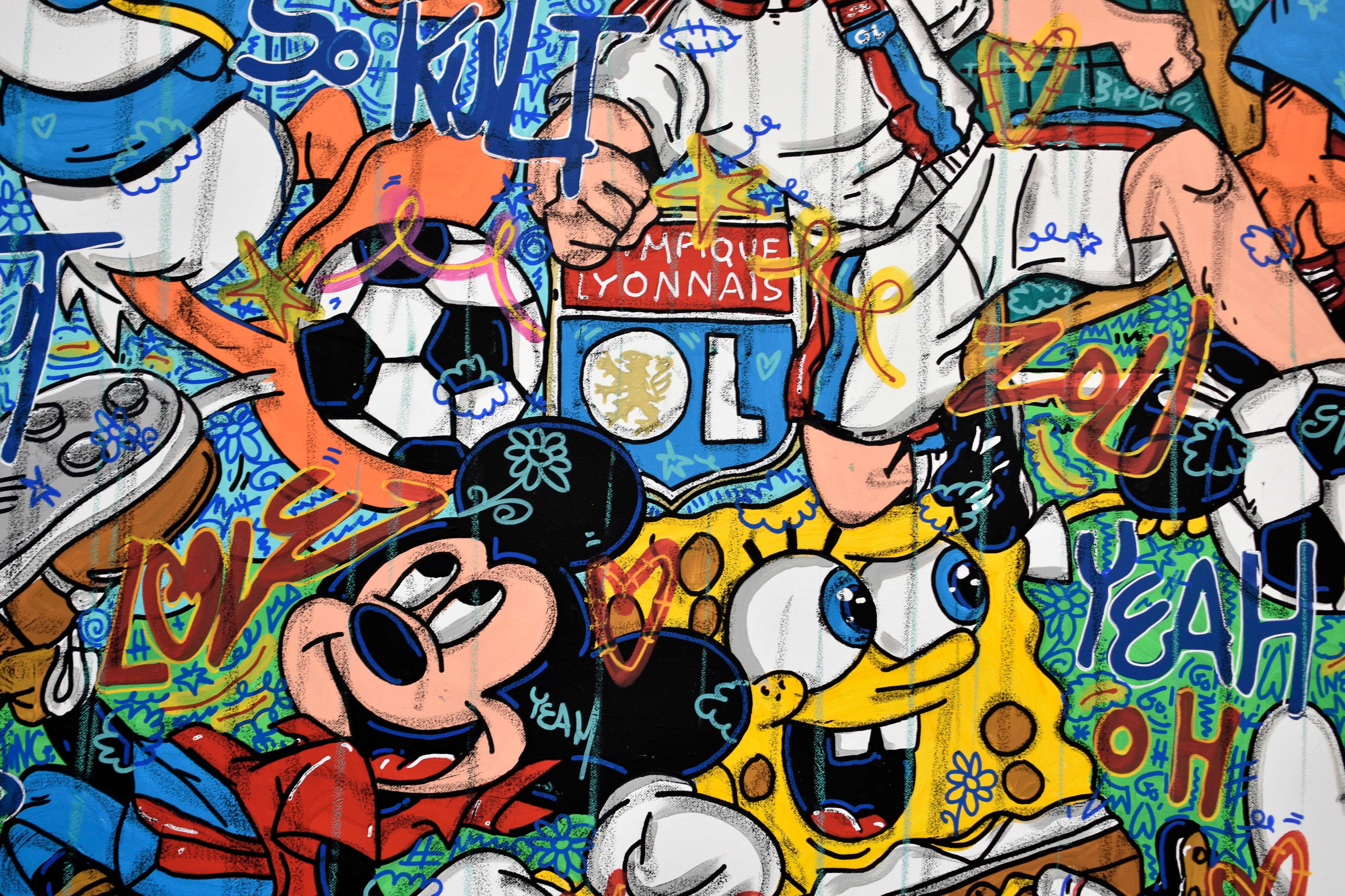 Tableau de RICO SAB a pour titre  OL Yeah... So foot style street pop art, street art dim : RICO SABprix:1150
