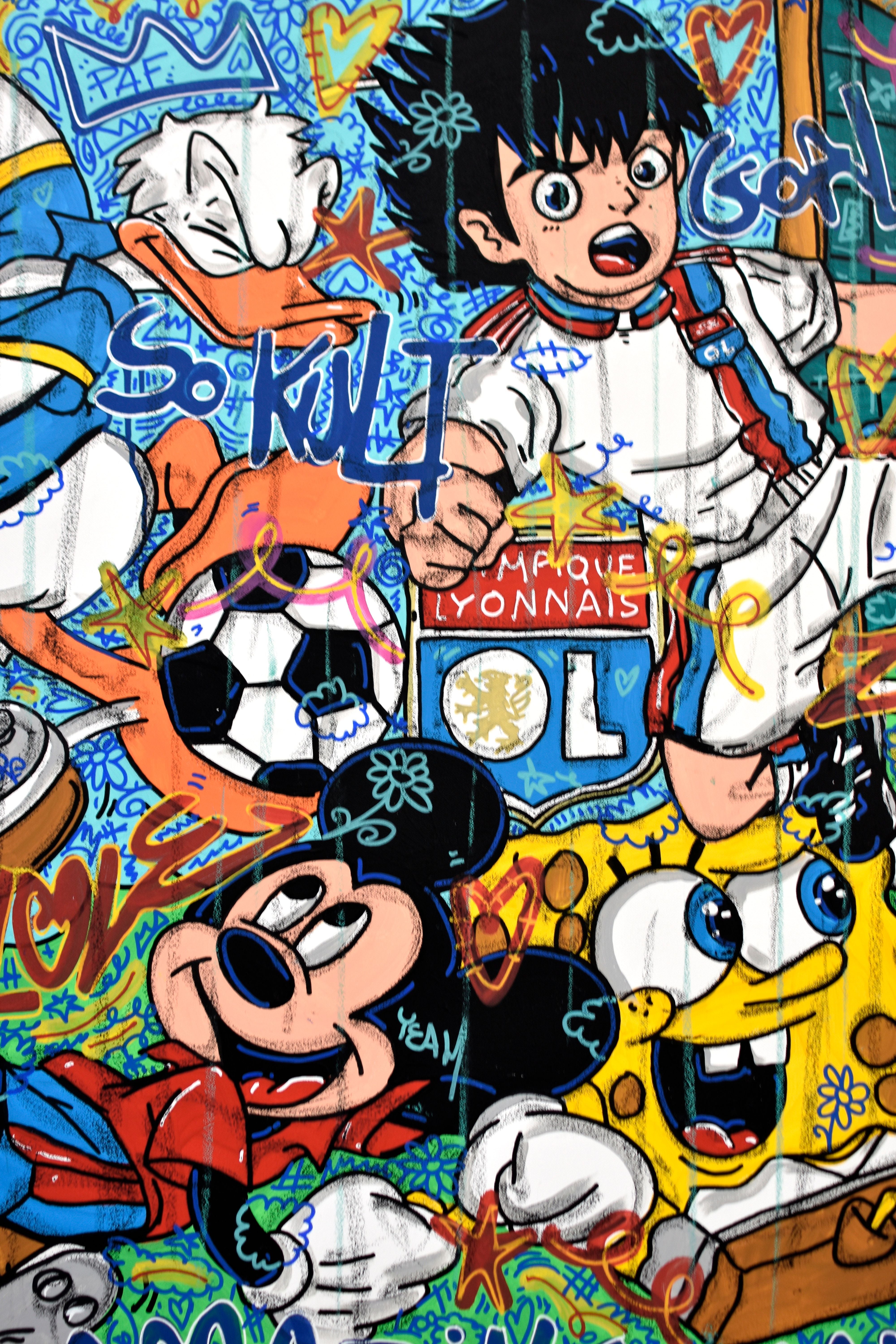 Tableau de RICO SAB a pour titre  OL Yeah... So foot style street pop art, street art dim : RICO SABprix:1150