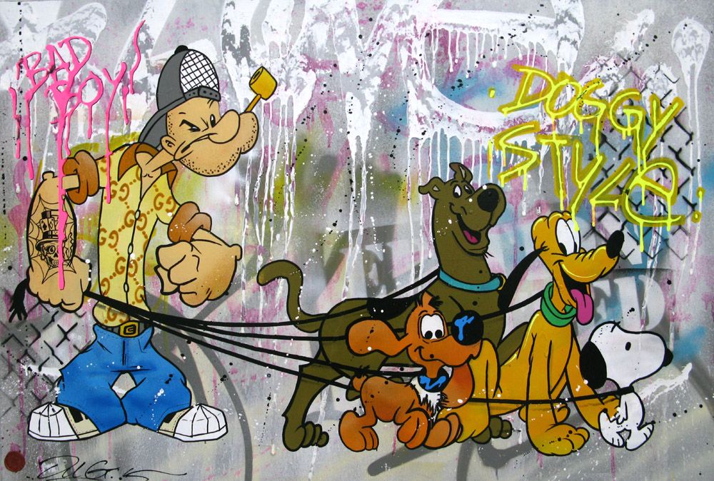 Tableau de JUG a pour titre  DOGEYE style street pop art dim : JUGprix:900