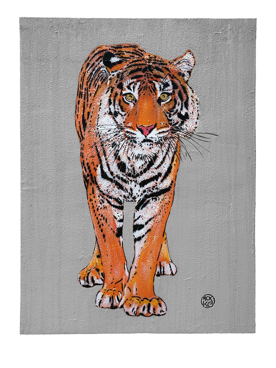 Editions d'art de MOSKO a pour titre  TIGRE DE FACE style street art  dim : MOSKOprix:75