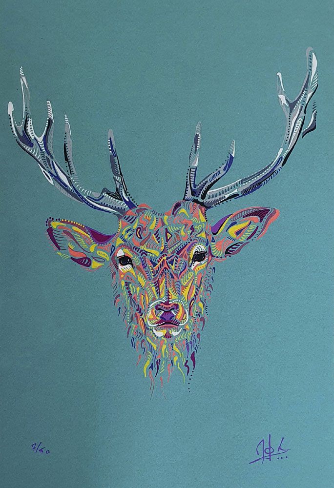 Editions d'art de MOX a pour titre  TETE DE CERF style figuratif dim : MOXprix:40