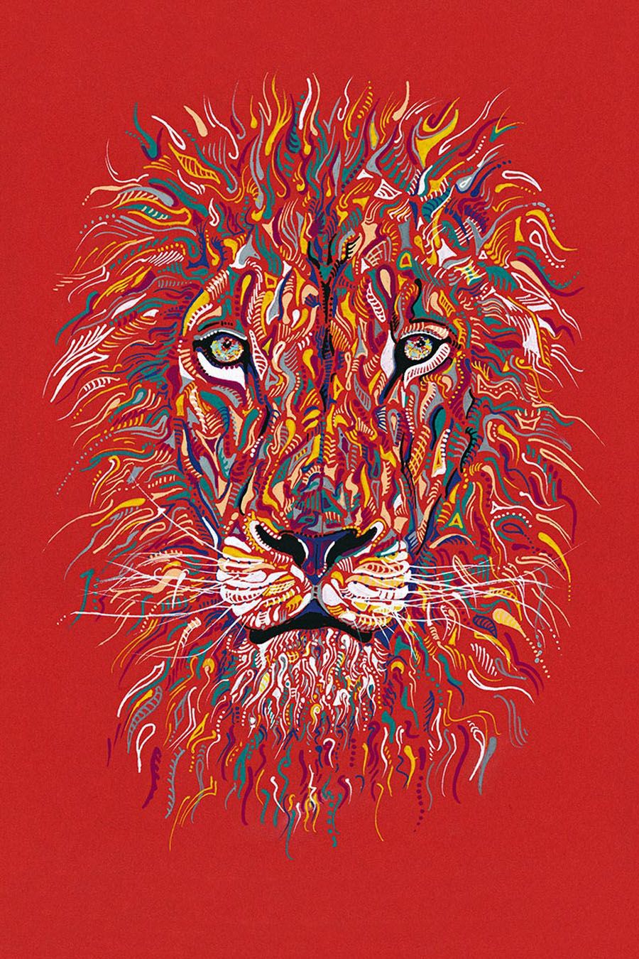 Editions d'art de MOX a pour titre  LION ROUGE style figuratif, graphique dim : MOXprix:40