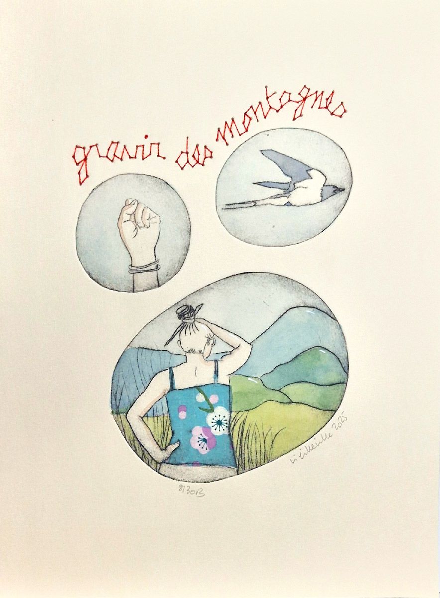 Editions d'art de NAVIEILLEVILLE a pour titre  Gravir des montagnes style figuratif, graphique dim : NAVIEILLEVILLEprix:42