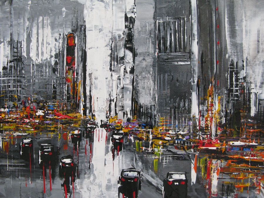 Tableau de F. BOUTET a pour titre  GREY MANHATTAN 3 style figuratif dim : F. BOUTETprix:1100
