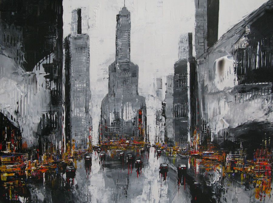 Tableau de F. BOUTET a pour titre  GREY MANHATTAN 3 style figuratif dim : F. BOUTETprix:1100
