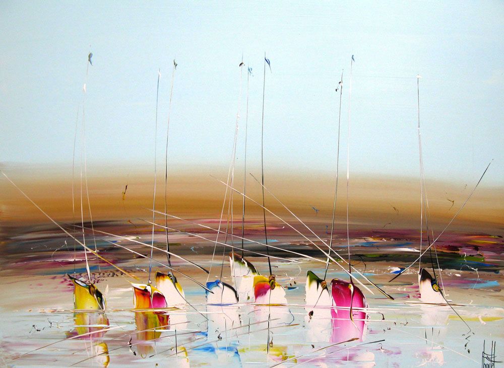 Tableau de F. BOUTET a pour titre  MARINE ABSTRAITE style abstrait dim : F. BOUTETprix:1100