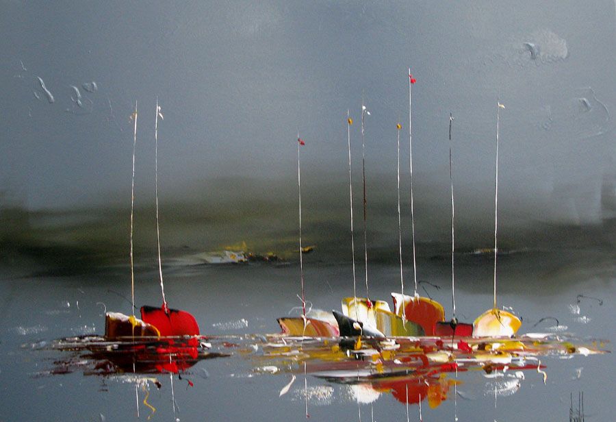 Tableau de F. BOUTET a pour titre  MARINE ABSTRAITE style no dim : F. BOUTETprix:750