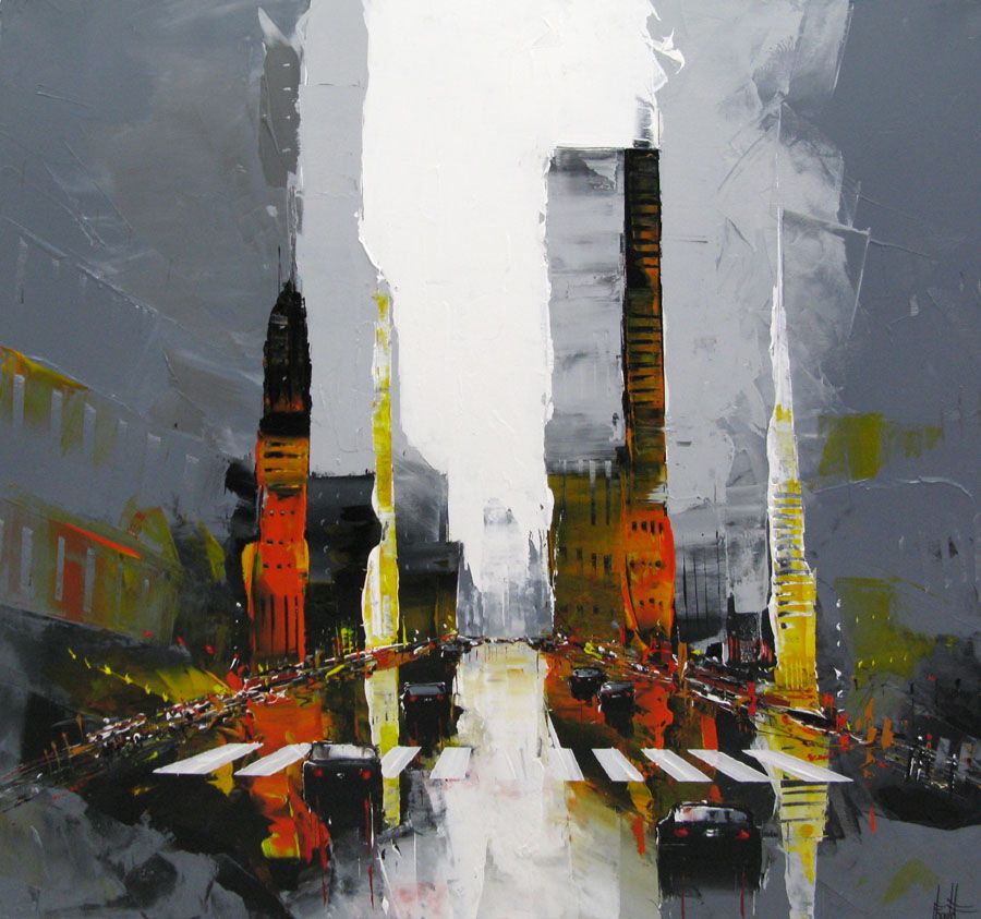 Tableau de F. BOUTET a pour titre  CITY B style figuratif dim : F. BOUTETprix:1200