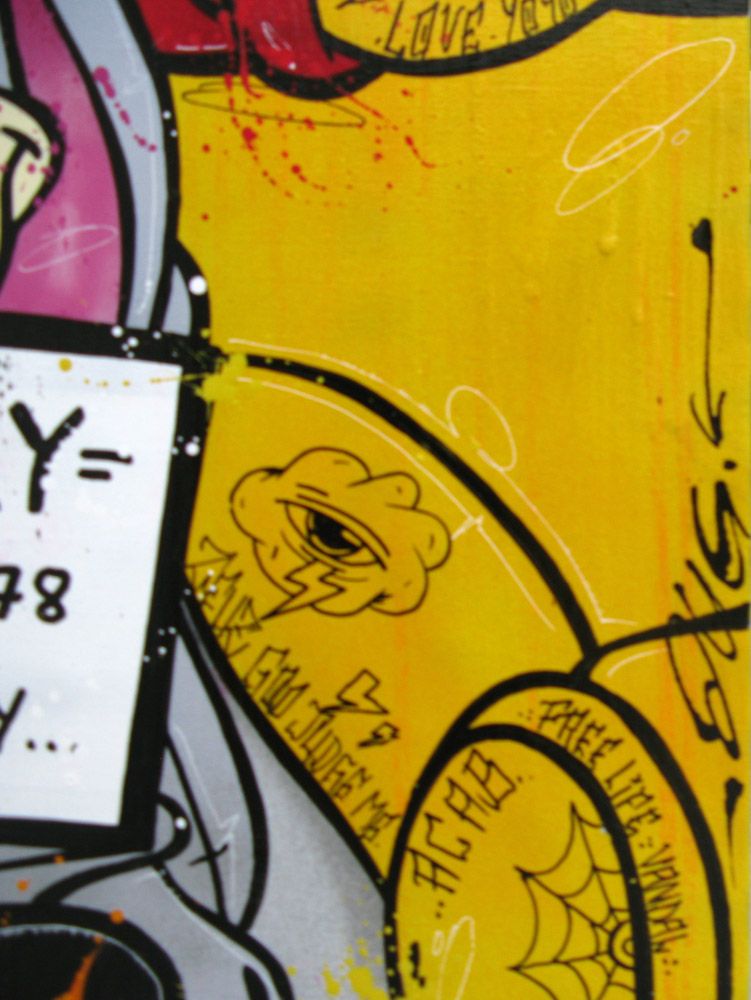 Tableau de JUG a pour titre  FAMILY JAIL style street pop art dim : JUGprix:700