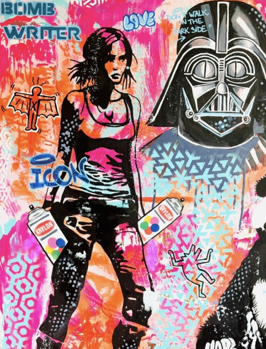 Tableau de SARA CHELOU a pour titre  Fight 4 the power style street pop art, street art dim : SARA CHELOUprix:1300