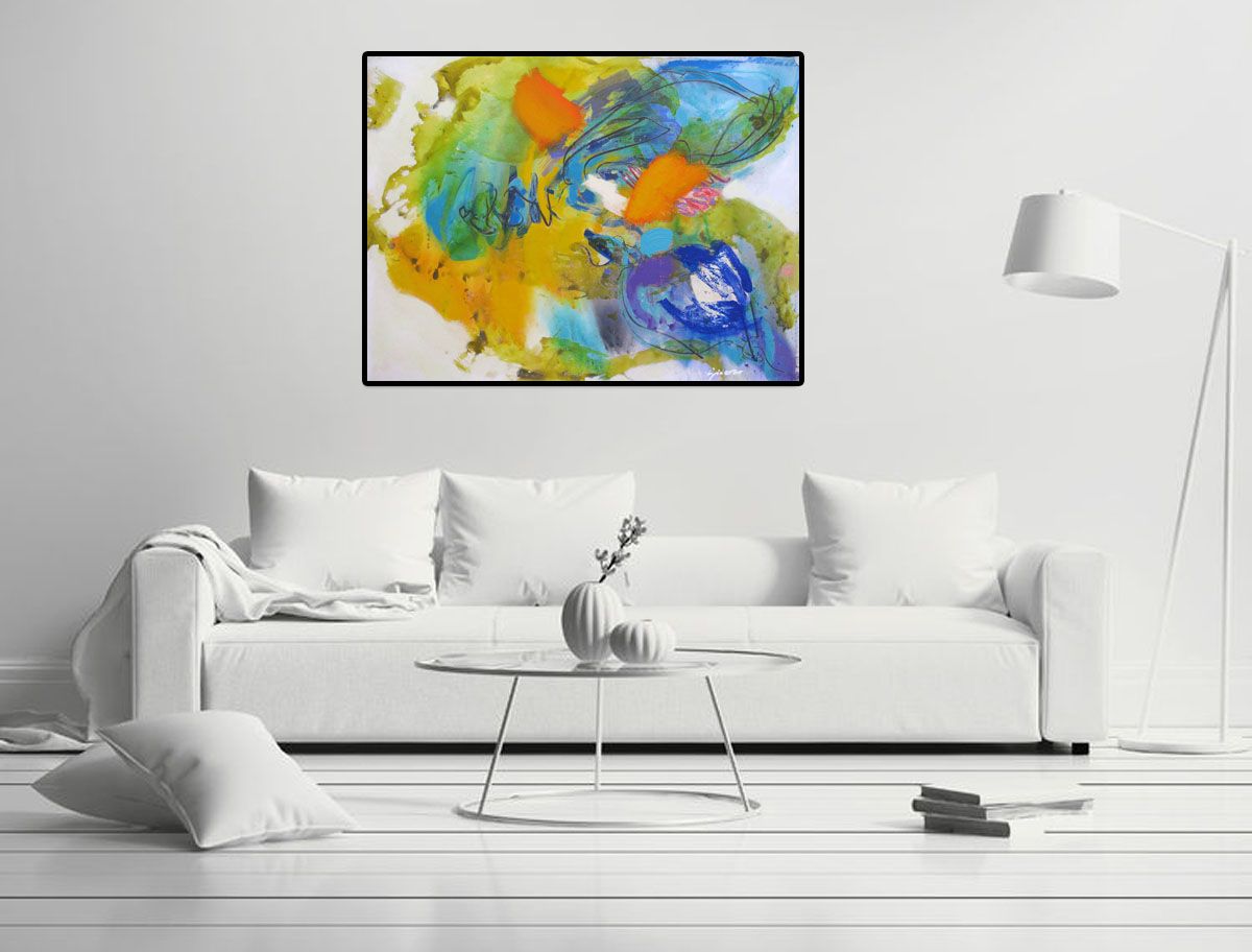 Tableau de GIACOMO a pour titre  JARDIN ET VENT style abstrait dim : GIACOMOprix:1500