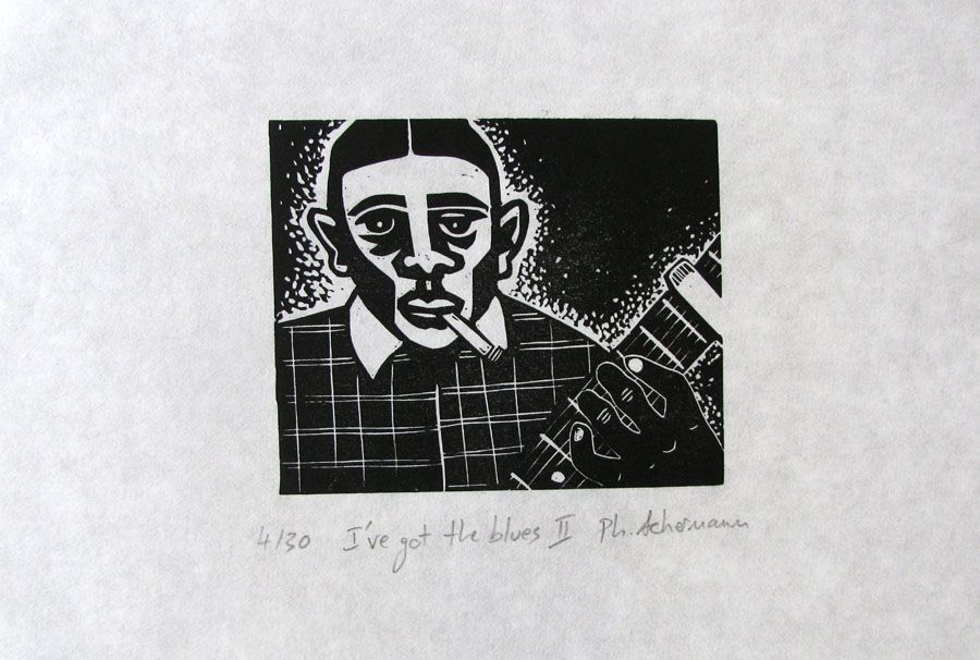 Editions d'art de PHILIPPE ACHERMANN a pour titre  I'VE GOT THE BLUES II style figuratif dim : PHILIPPE ACHERMANNprix:40