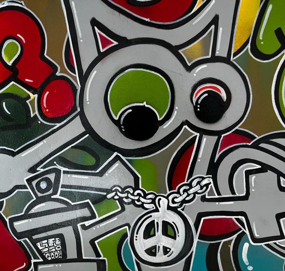 Tableau de GUTI a pour titre  ANIMAUX FRAGILES style graffiti, street art dim : GUTIprix:700